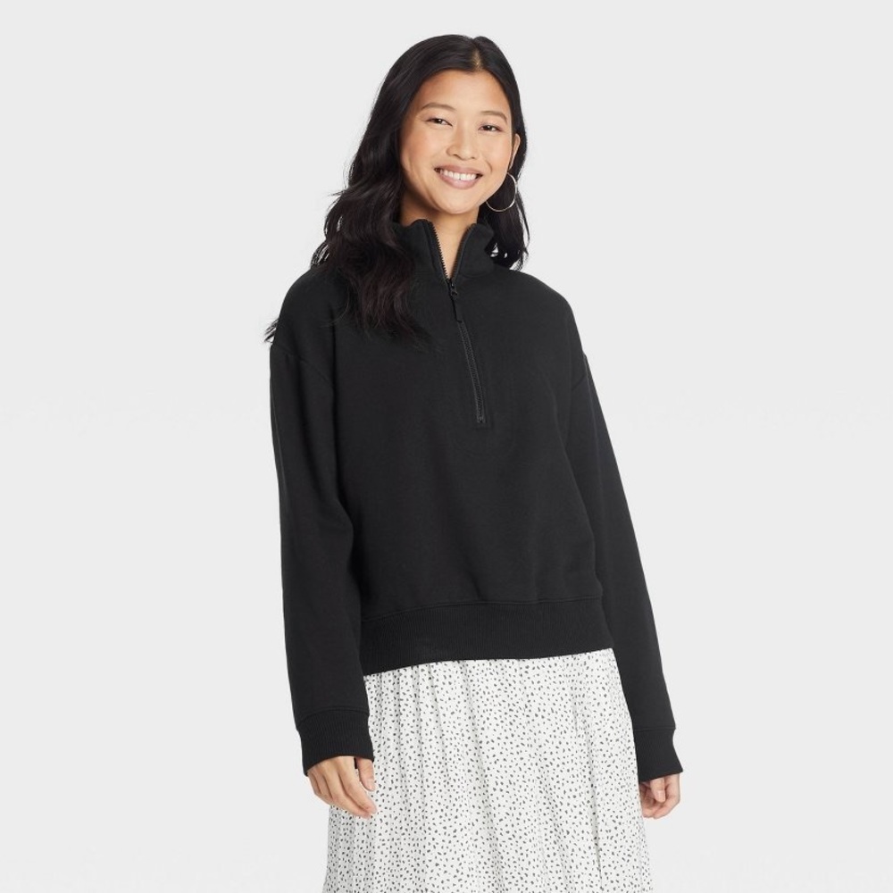 Womens Fleece Quarter Zip Sweatshirt - A New Day